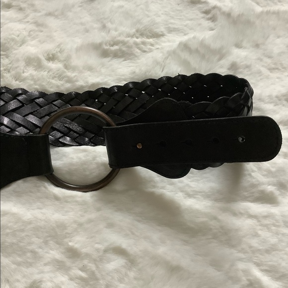 Gap thick braided leather Y2k circle belt large real leather - Picture 2 of 4